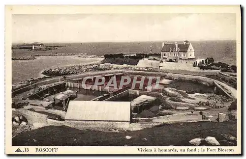 Cartes postales Roscoff Viviers a homards au fond le fort Bloscon