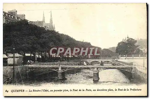 Cartes postales Quimper La Rivrere l Odet au premier plan le Pont de la Poste au deuxieme plan le Pont de la Pre