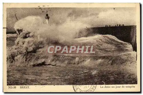 Cartes postales Brest La Jetee un jour de tempete