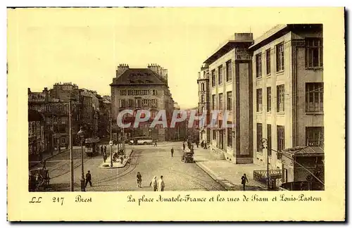 Cartes postales Brest La Place Anatole France et Les rues de Siam et Louis Pasteur