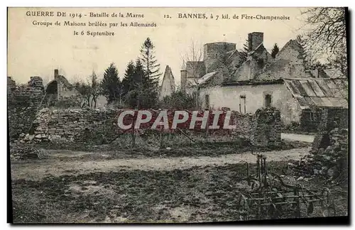 Cartes postales Bannes Fere Champenoise Groupe de maisons brulees Militaria