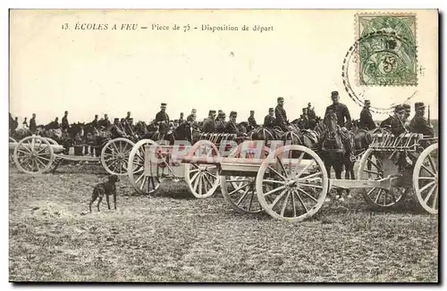 Cartes postales Ecoles A Feu Piece de 75 Disposition de depart Militaria