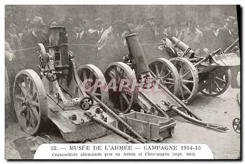 Cartes postales Musee De L Armee Campagne 1914 1915 Capouillots allemands prise n ARtois et Champagne Militaria