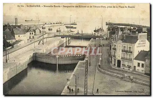 Cartes postales St Nazaire Nouvelle Entree Perspective des ecluses et de l avant port prise de la place du bassi