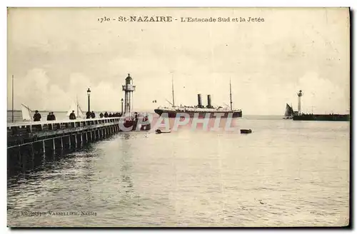 Cartes postales Saint Nazaire L Estacade sud et la jetee Bateau