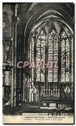 Cartes postales Cathedrale Saint Nazaire Cite de Carcassonne Le choeur Vitraux