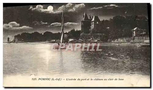 Ansichtskarte AK Pornic L entree du port et le chateau au clair de lune