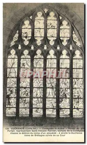 Cartes postales Guerande Collegiale Saint Aubin Vitrail du grand portail representant Saint Vincent