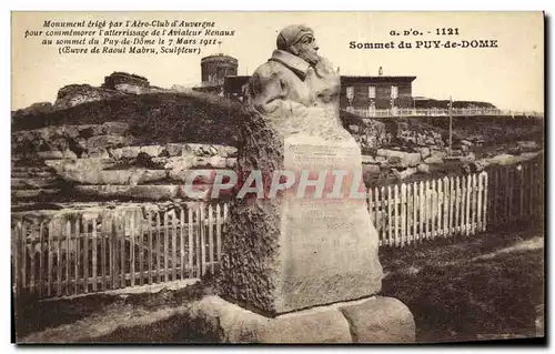 Cartes postales Sommet du Puy de Dome Moument erige par l aero club d Auvergne Aviateur Renaux 7 mars 1911