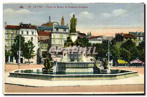 Cartes postales LE Puy Place du Breull et Fontaine Crozatier