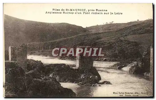 Cartes postales Piles de St Maurice pres Roanne Anciennes ruines d un pont romain sur la Loire