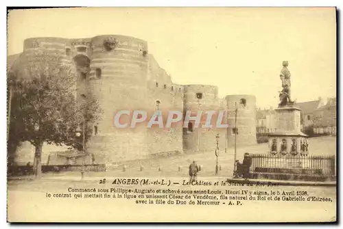 Cartes postales Angers Le Chateau Et La Statue De Roi Rene