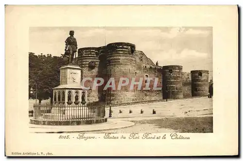 Cartes postales Angers Statue Du Roi Rene Et Le Chateau