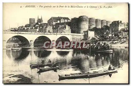 Cartes postales Angers Vue Generale Sur Le Pont La Basse Chaine Et Le Chateau Bateau