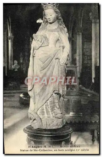 Cartes postales Angers Musee St Jean Statue de Ste Catherine en bois sculpte