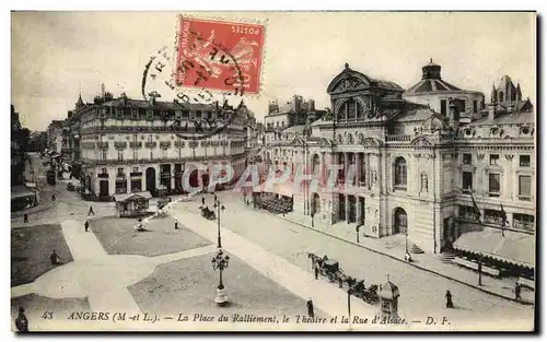 Cartes postales Angers La Place du Ralliement Le theatre et la rue d Alsace