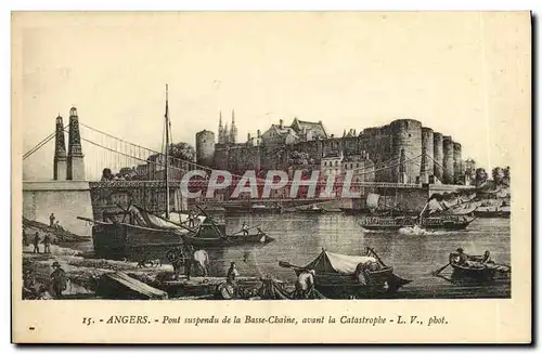 Cartes postales Angers Pont suspendu de la Basse Chaine avant la Catastrophe