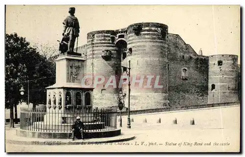 Cartes postales Angers Statue du roi Rene et le chateau