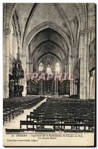 Cartes postales Angers Interieur de la Cathedrale la Chaire la Nef Le Grand Autel
