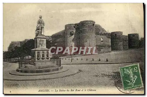 Cartes postales Angers La Statue du Roi Rene et le Chateau