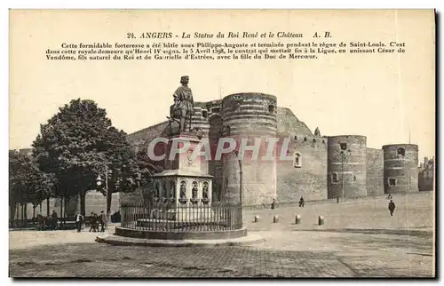 Cartes postales Angers La Statue du Roi Rene et le Chateau