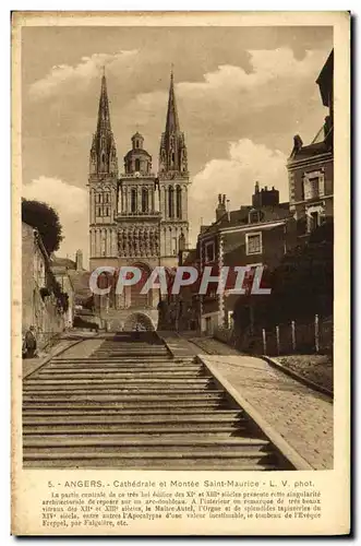 Cartes postales Angers Cathedrale et Montee Saint Maurice