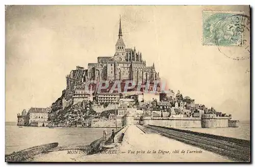 Cartes postales Mont Saint Michel Vue prise de la Digue cote de l arrivee