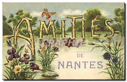 Ansichtskarte AK Amities de Nantes Papillon Fleurs