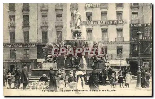 Ansichtskarte AK Nantes Fontaine Monumentale de la Place Royale Folklore