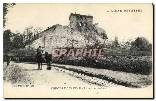 Cartes postales Coucy le Chateau Ruines Militaria