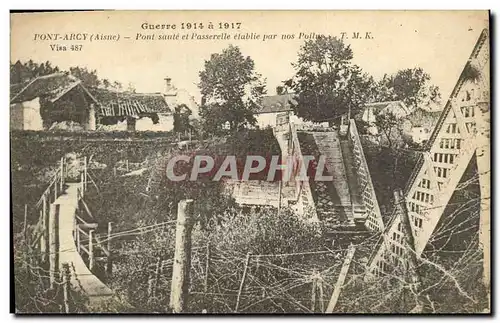 Cartes postales Guerre Pont Arcy Pont saute et passerelle etablie par nos poilus Militaria