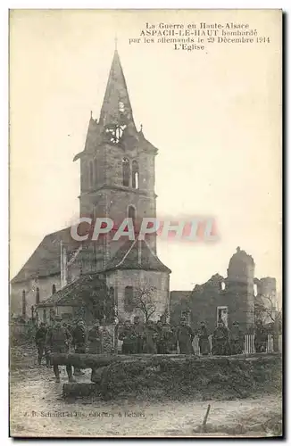 Cartes postales La Guerre en Haute Alsnce Aspach le Haut bombarde par les allemands le 29 Decembre 1914 L Eglise