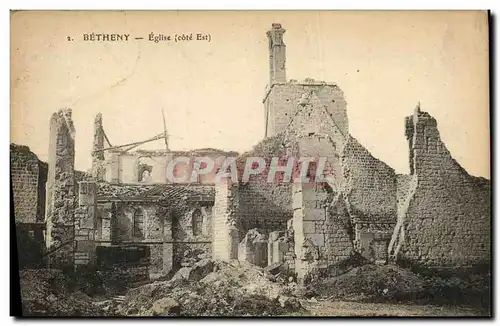 Cartes postales Betheny Eglise Cote Est Militaria