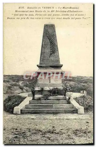 Cartes postales Bataille de Verdun Le Mort Homme Monument aux morts Militaria