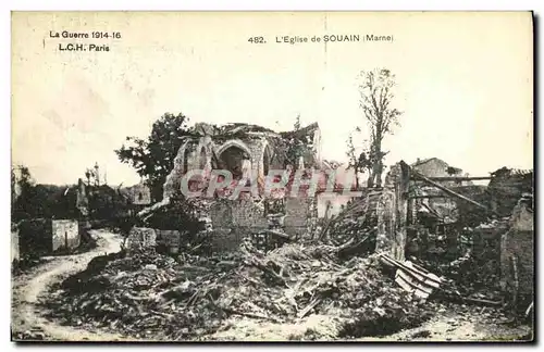 Cartes postales L Eglise de Souain Militaria