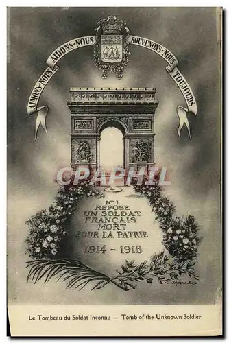 Cartes postales Militaria Le Tombeau du Soldat Inconnu Arc de TRiomphe Paris