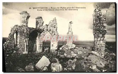 Ansichtskarte AK Militaria Montfaucon Ruines de L Eglise Prise de L Observatoire