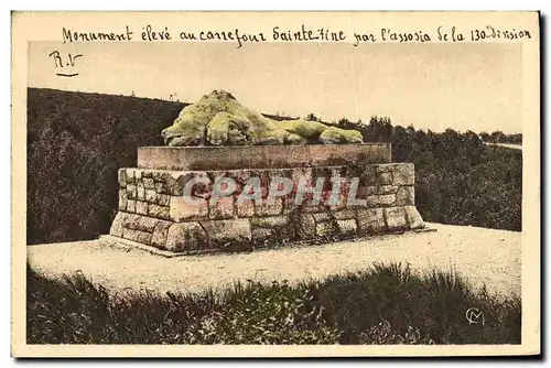 Cartes postales Militaria Monument eleve au Carrefour Sainte Fine Par l Association de la 130eme division Lion