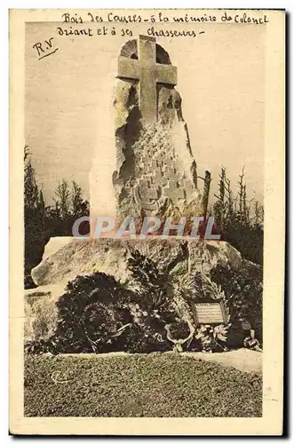 Cartes postales Militaria Bois des Caures Monument eleve a la memoire du colonel Driant et a ses chasseurs