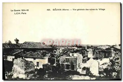 Ansichtskarte AK Militaria Souain Vue Generale des Ruines du Village