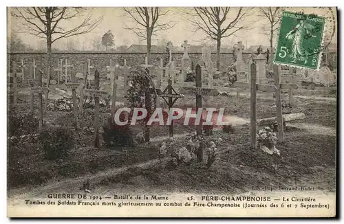Cartes postales Militaria Fere Champenoise Le Cimetiere Tombes des soldats francais
