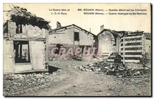 Cartes postales Militaria Souain Quartier detuit par les Allemands