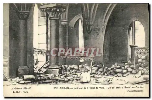 Cartes postales Militaria Arras Interieur de L Hotel de Ville Ce Qui etait la Salle des gardes