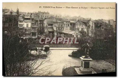 Cartes postales Militaria Verdun en Ruines Place Chevert et Ruines