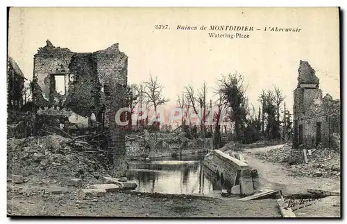 Cartes postales Militaria Ruines de Monididier l Abreuveir