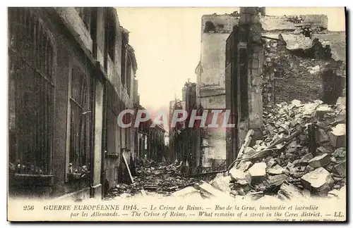 Cartes postales Militaria Guerre Europeenne Crime de Reims Rue De La Grue