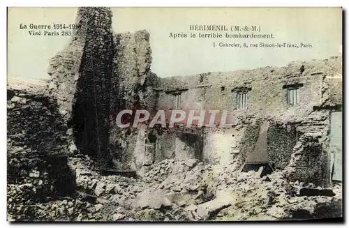 Cartes postales Militaria Herimenil Apres le Terrible Bombardement