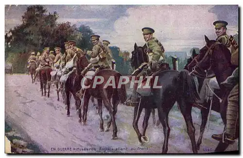 Cartes postales Militaria Hussards anglais allant au front Chevaux