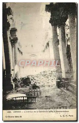 Cartes postales Militaria Arras L Interieur de la Cathedrale apres le Bombardement