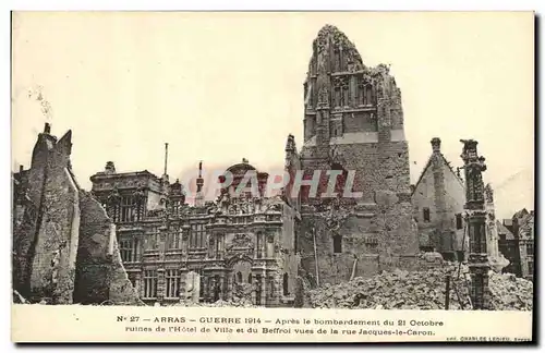 Ansichtskarte AK Militaria Arras Apres le Bombardement du 21 octobre
